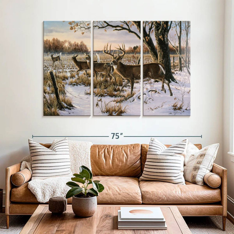 Brampt Cautious Crossing - Whitetails, 42" H x 65" W