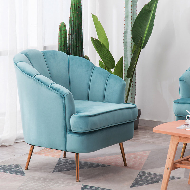Acevedo Velvet Barrel Chair, Blue