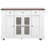 Farmhouse Kitchen Island with Two Tempered Glass Cabinet Doors, Drop Leaf, 5 Open Side Racks, 3 Drawers-126118224