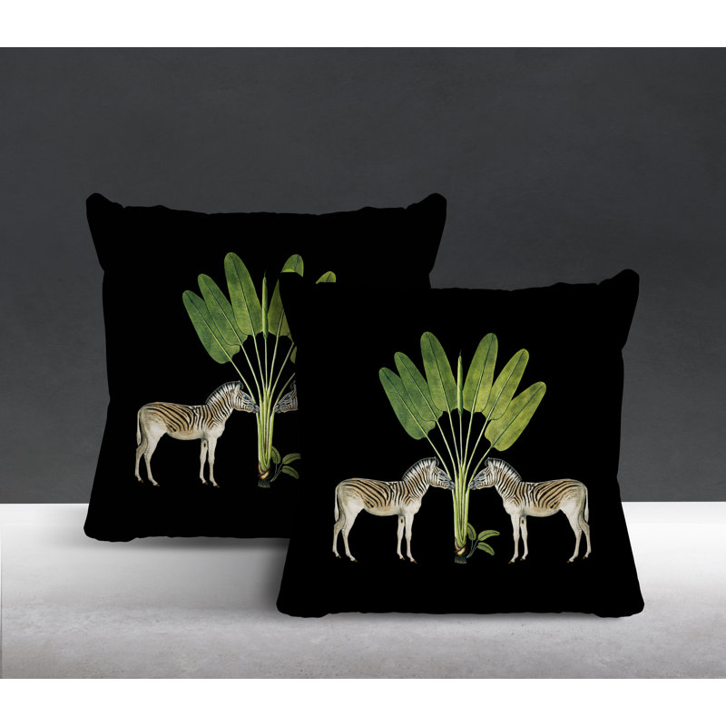 Housse et insert de coussin carré intérieur / extérieur , Noir, L 19 po x H 19 po