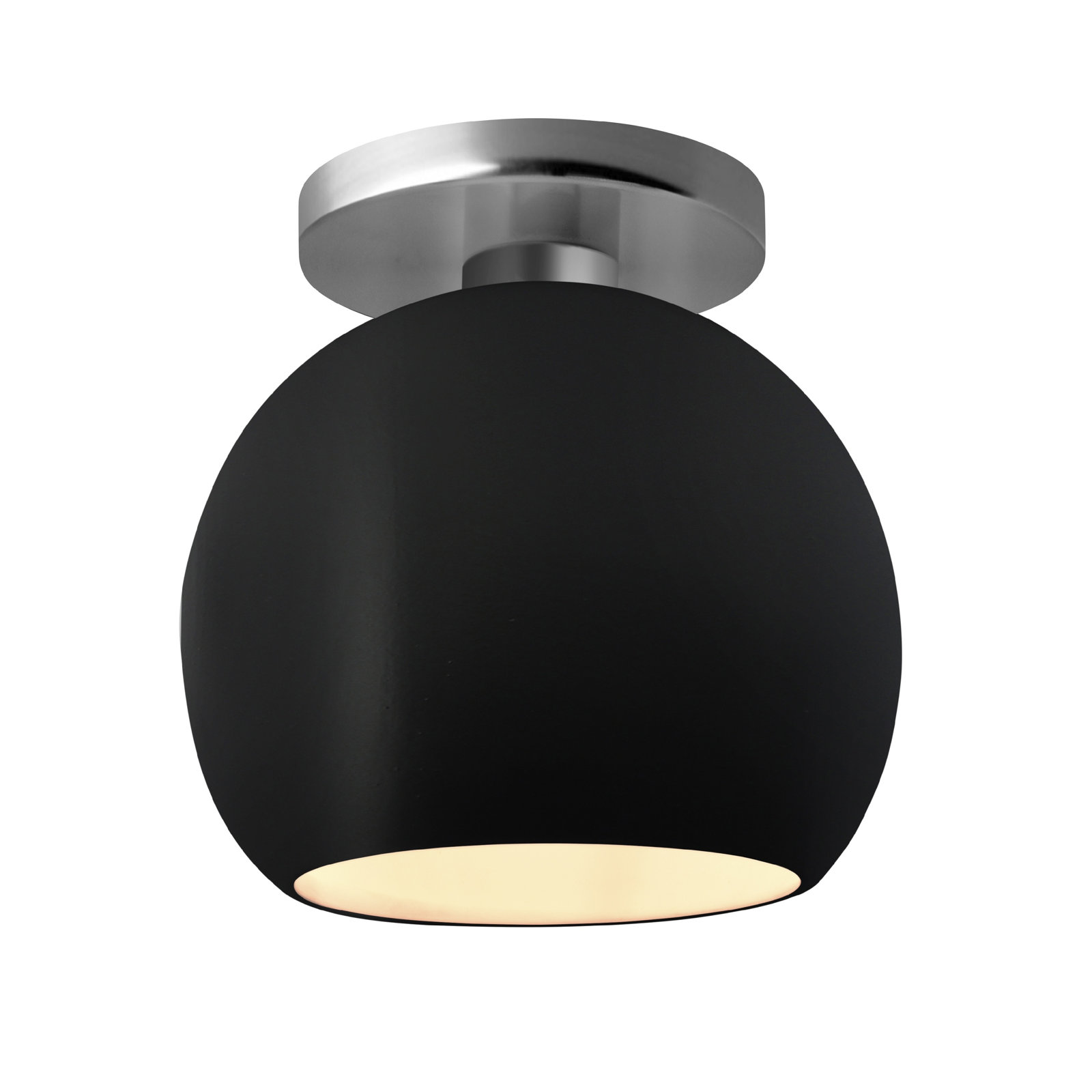 Single Light Ceramic LED Semi Flush Mount, Carbon Matte Black, 9" H x 10" W x 10" D, Brushed Nickel