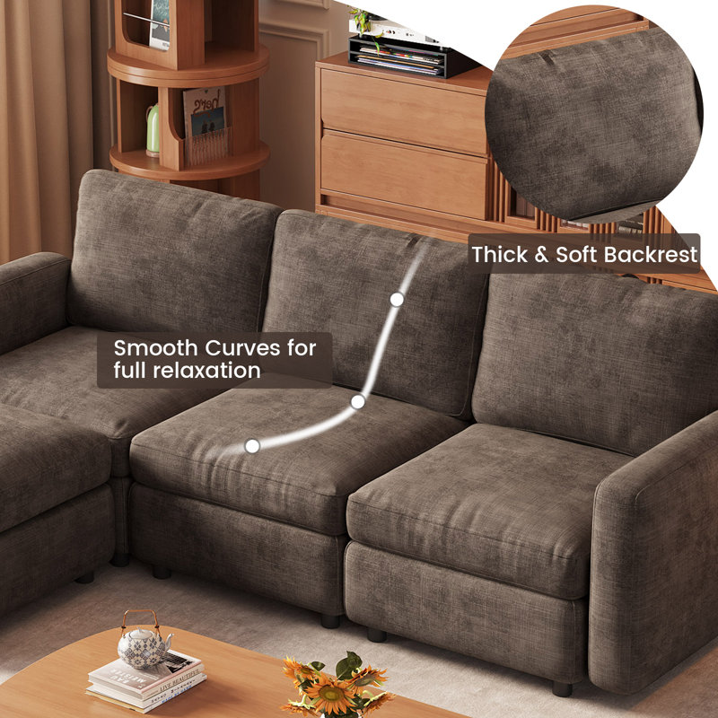 Corner Sectional, 85cm H × 229cm W × 145cm D, 4, Dark Grey