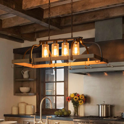 4-light Dimmable Farmhouse Kitchen Island Chandelier