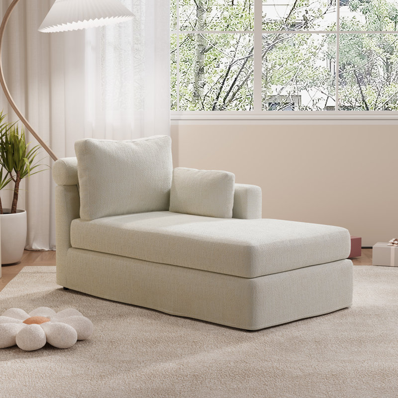 Chaise longue rembourrée 59,8 po, Right Hand Facing, Ivory