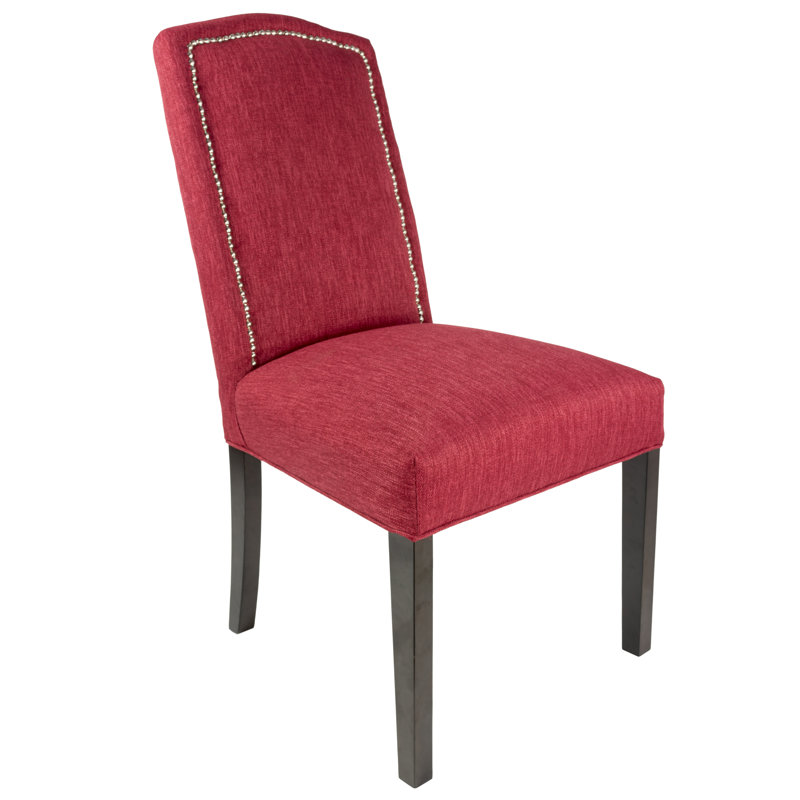 Upholstered Dining Chair, Espresso, Silver, Ruby Red
