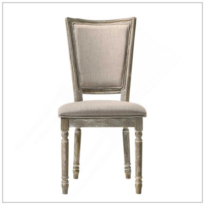 Siège d'appoint rembourré beige et gris récupéré (ensemble de 2), design intemporel avec confort et charme rustique