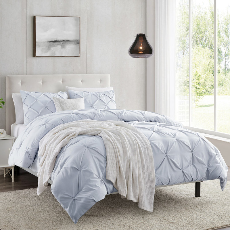 Polyester Duvet Cover & Insert, Queen Duvet + 3 Additional Pieces, Ice Blue