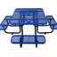 Table de pique-nique extérieure carrée en métal bleu 46 po