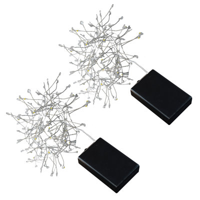 Seda Battery Operated LED Firecracker Fairy String Lights, White - 2 Count