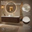 Meuble-lavabo flottant 48 po avec lavabo vasque rond en céramique ORVICA, plateau en pierre frittée d'aspect Carrare, armoire à 2 tiroirs cannelée et rangement à fermeture en douceur