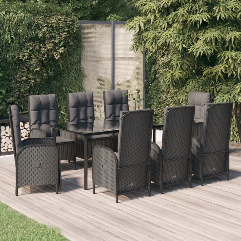 Stevn 8 - Person Patio Dining Set with Rectangular Table , Cushions Included, Grey