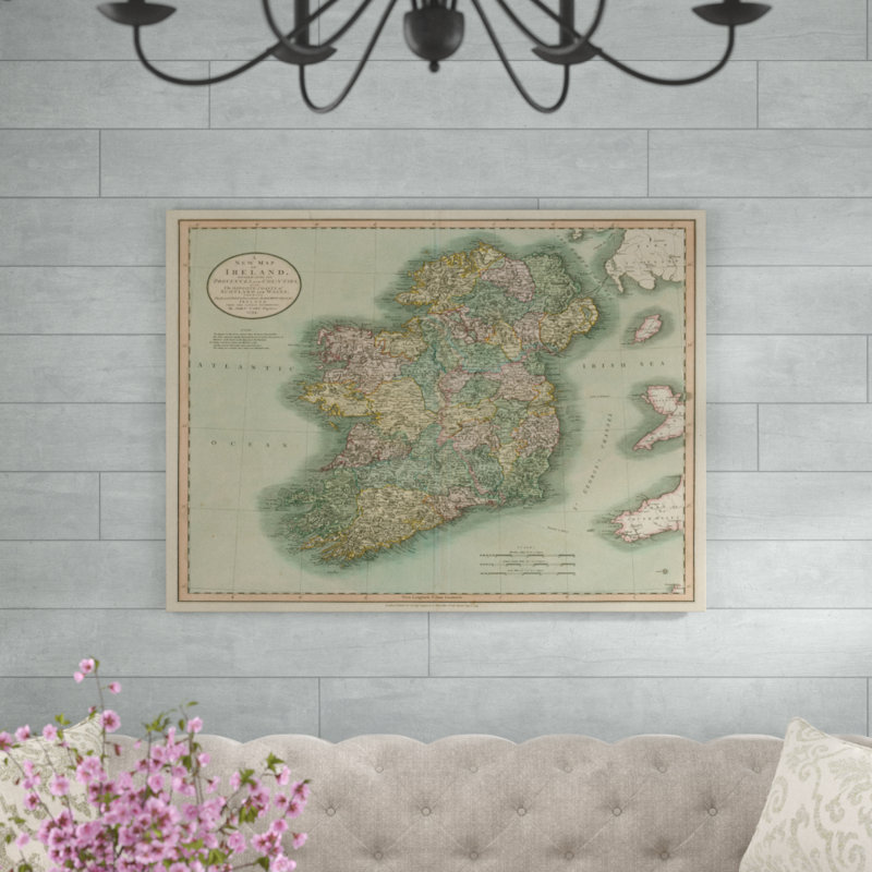 «Vintage Map of Ireland», impression sur toile, H 35 po x l 47 po x P 2 po