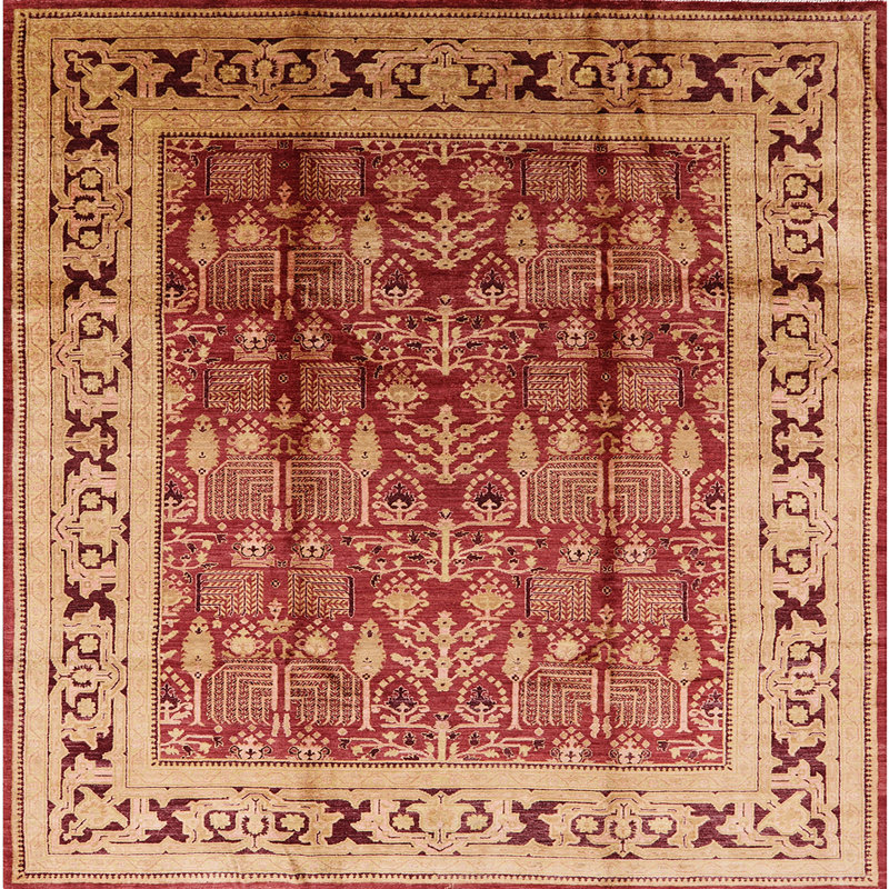 Tapis à motif oriental rouge / brun, Carré 5 pi