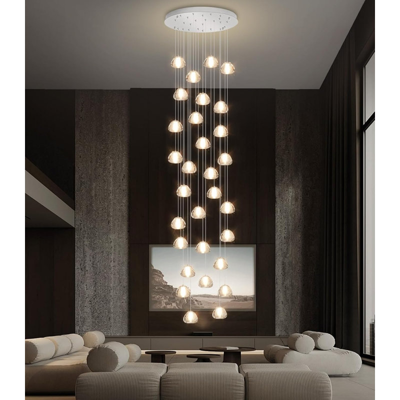 14 - Light Dome Crystal Chandelier, Argent argent