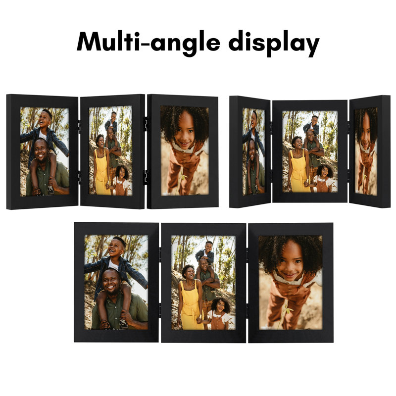 Tri-Folding Merranda To Display 3 Photos At Once - Black, 4'' x 6''