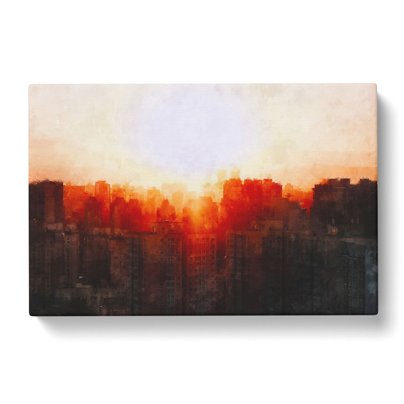 Beijing Skyline At Sunset Painting - Wrapped Canvas, 35cm H x 50cm W x 3cm D