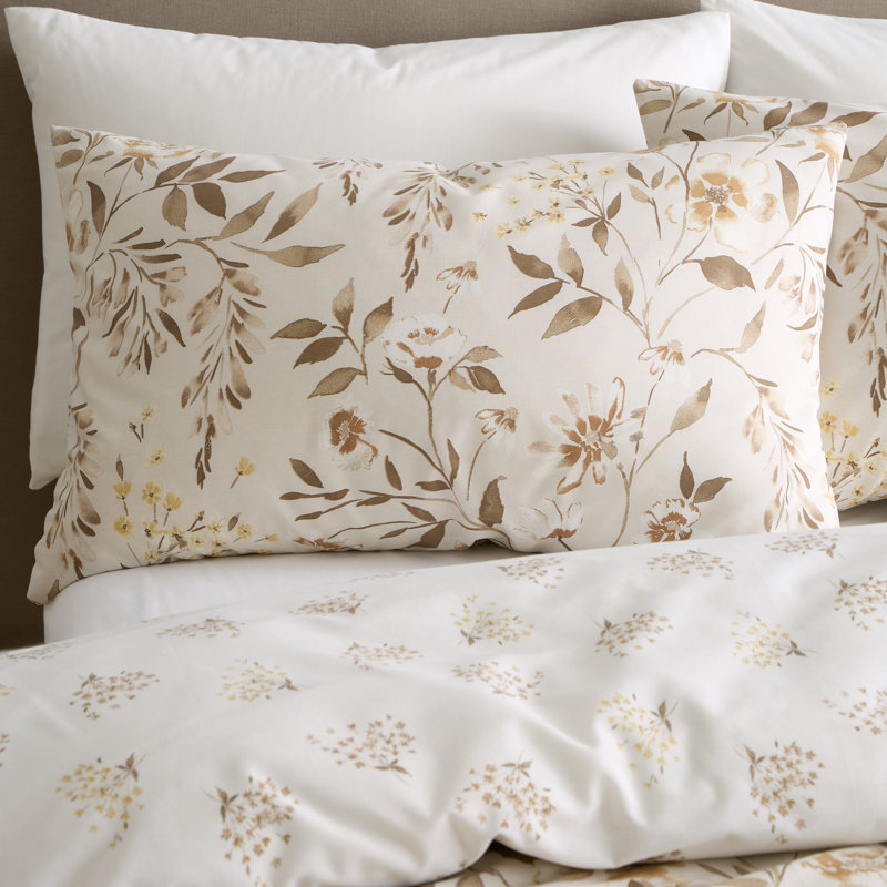 Isadora Floral Reversible Duvet Cover Set, Kingsize Duvet Cover + 2 Standard Pillowcases, Natural