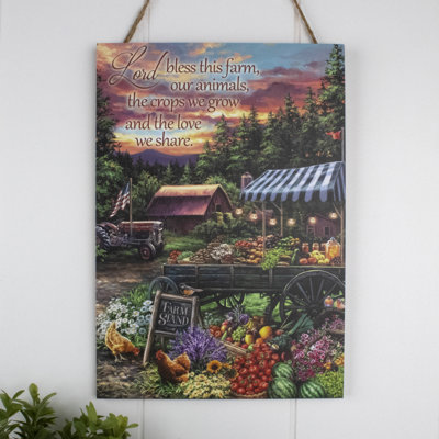 Bless This Farm Wooden Sign with Rope Hanger