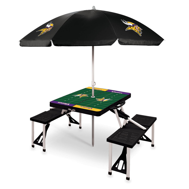 NFL Patio Dining Set with Rectangular Table, Minnesota Vikings, Black