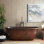 Baignoire de trempage autoportante en cuivre 66 po x 32,5 po Santorini