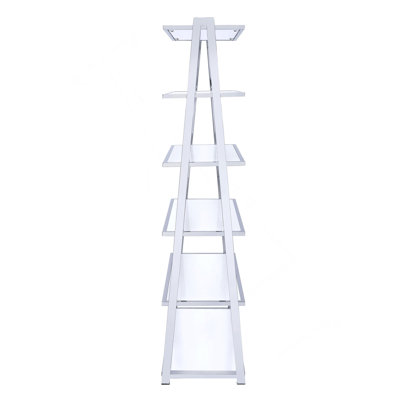 Bibliothèque blanche et chrome avec 6 tablettes