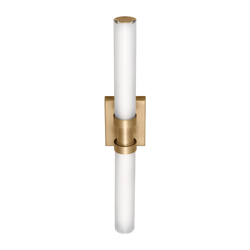 Éclairage à intensité variable pour meuble-lavabo à DEL 1 lumière Kelan, Laiton satiné, H 26,75 po x l 4,75 po x P 4,5 po