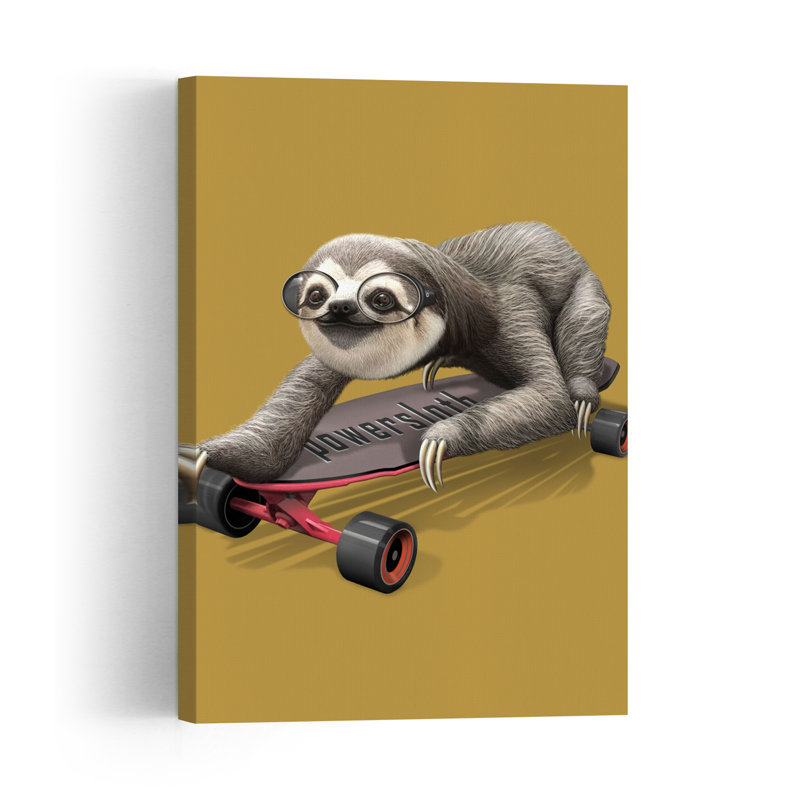 «Cool Sloth Skater Contemporary Forest», reproduction d'art murale, H 60 po x l 40 po