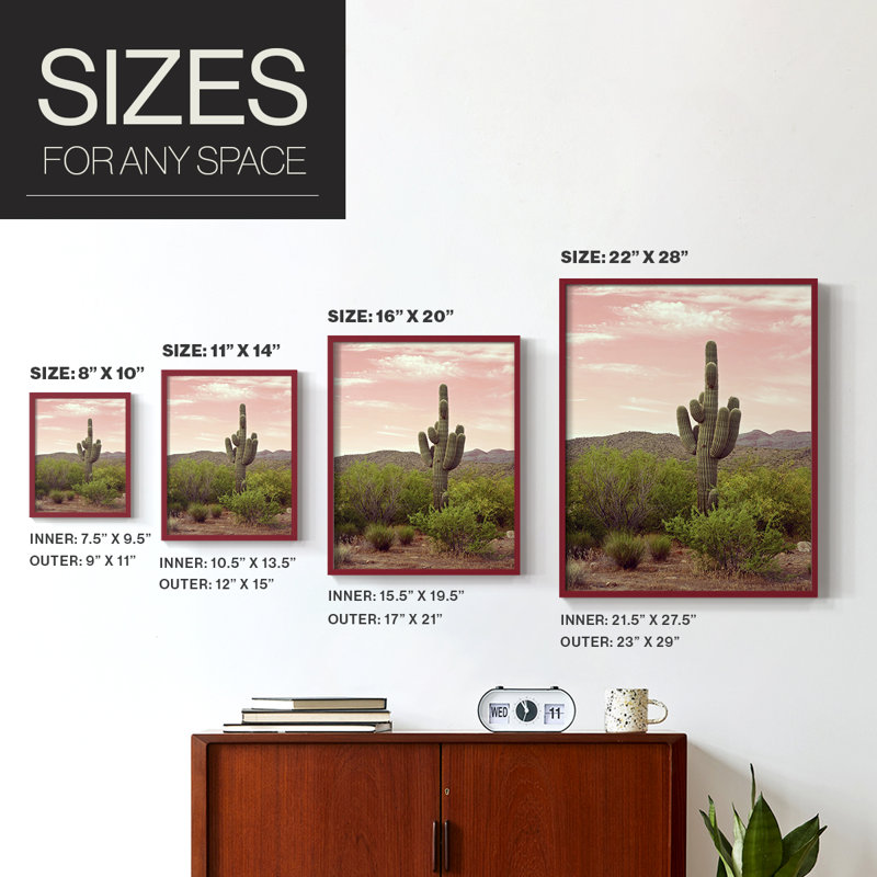 Arizona Desert, reproduction encadrée - bois massif, Rouge, H 10 po x l 8 po