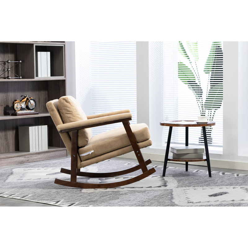 Chaise berçante de lecture de style Mid-Century, revêtue de velours doux, support de taille confortable, assise de petite taille, idéale pour les chambres