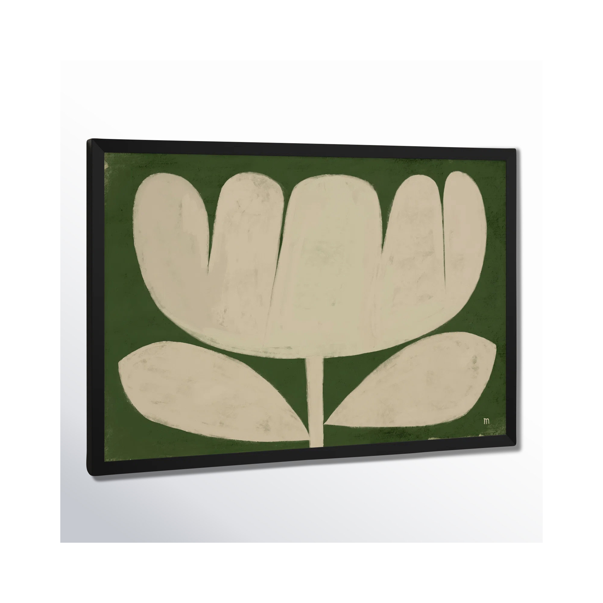 Flower On Green by StudioM, 26.5" H x 38" W x 1.25" D, Black