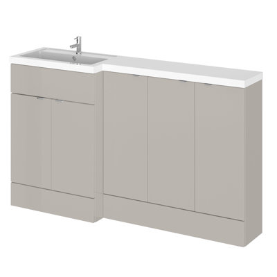 Hudson Reed Fusion 1500mm Pebble Grey 2 Door Floor Standing Left-Hand Combination Unit With Basin