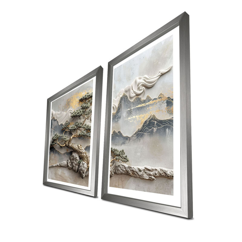 Élégantes peintures décoratives en panneau de fibres à densité moyenne (2 pièces), 15,0 x 20,9 pouces | 100% panneau de fibres à densité moyenne (épaisseur: 0,1 pouce) avec 100% cadres en bois (épaisseur: 0,8 pouce) | Parfait pour le salon, la chambre à coucher et le bureau, élégant et accrocheur