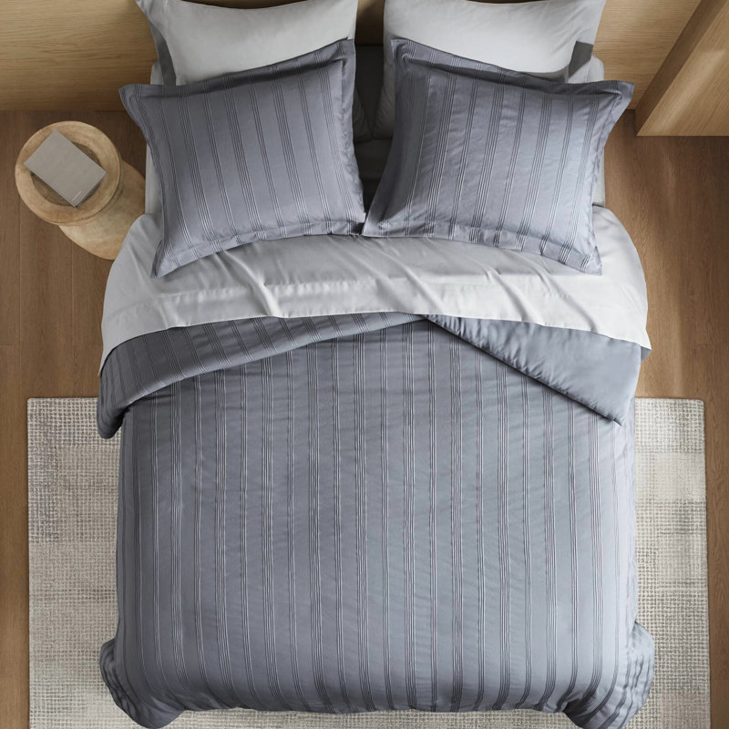 Couette 3 pièces pour lit double, garantie antidérapante, idéale pour les chambres à coucher principales avec des rayures