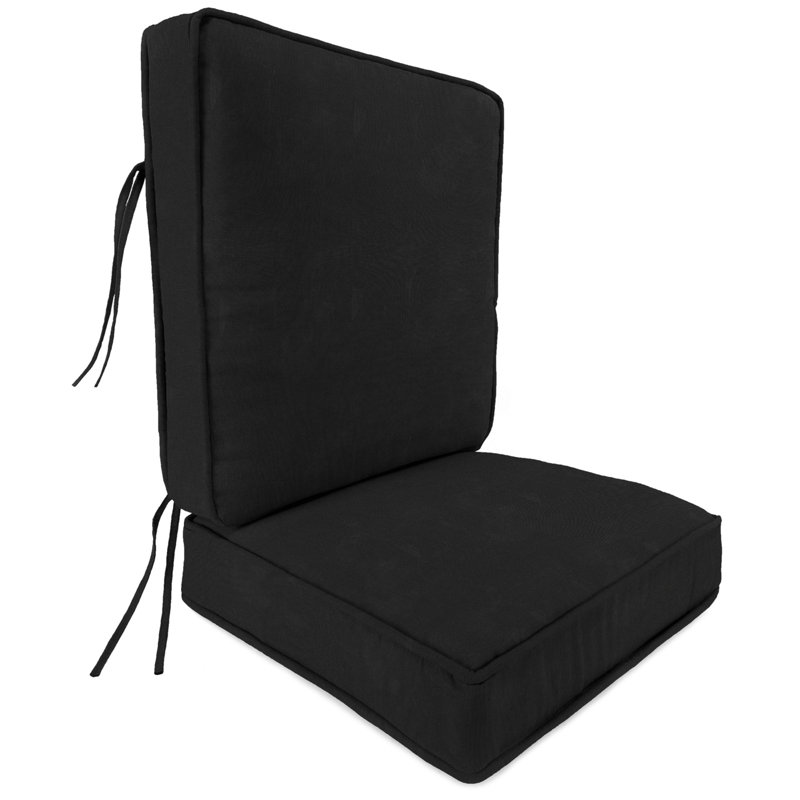 22" x 45" Outdoor Deep Seat Cushion Set with Ties, Canvas Black