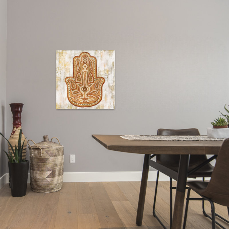 Art contemporain Hamsa avec amulette Chamsa, H 24 po x l 24 po