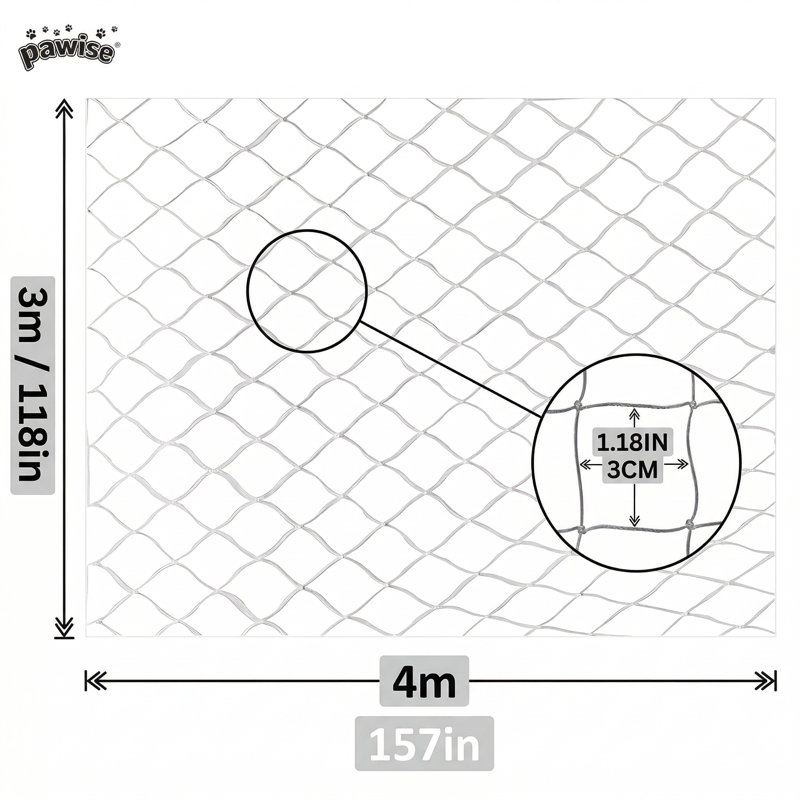Filet de sécurité anti-chute pour fenêtres et escaliers Pet, transparent, 13 x 10 pi, pour chats et petits chiens