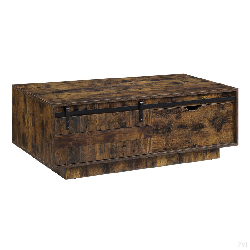 Rustic Oak Finish Coffee Table