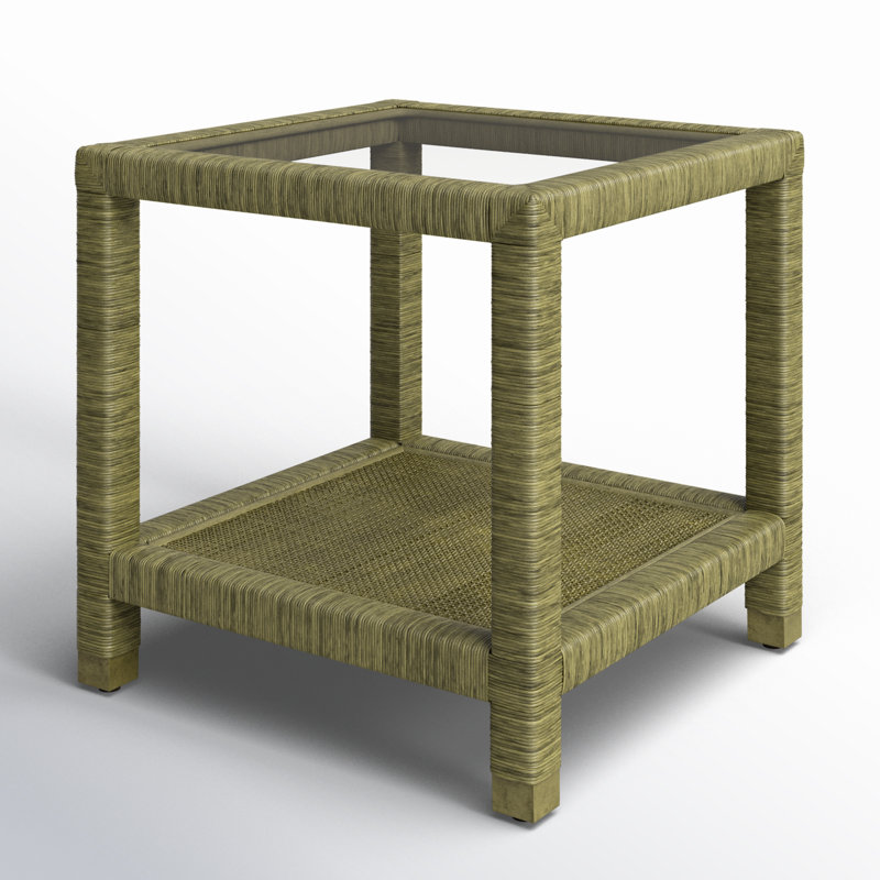 Pine Isle Glass End Table, Brass