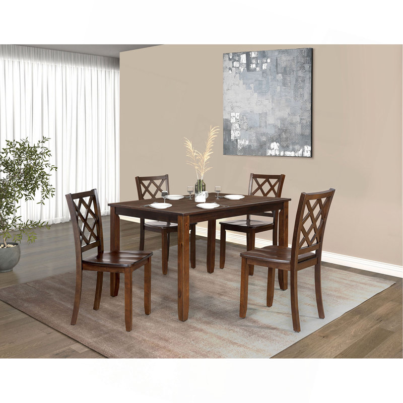 Ensemble de table de salle à manger 5 pièces de style transitionnel 1 table et 4 chaises de table de salle à manger rectangulaire