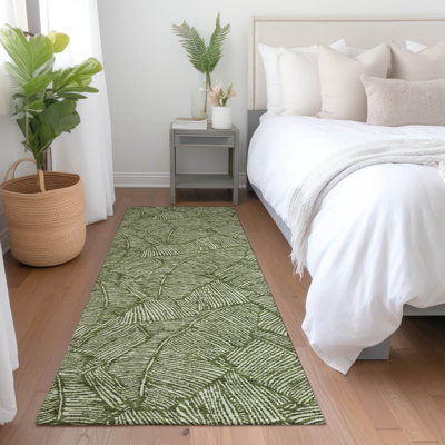 Tapis olive Prisco lavable à la machine de qualité supérieure
