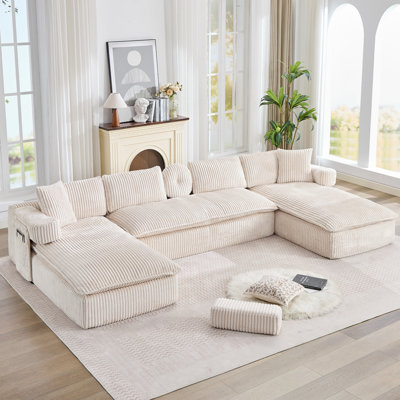 [NEW ARRIVED] [VIDEO PROVIDED]  149" Oversized Sectional Couches,U Shaped Couch,Deep Seat,7-In-1 Modular Sofa, No Assembly,Side Pocket,Movable Sofa Armrests,Corduroy,4 Cushion Back,6 Seats