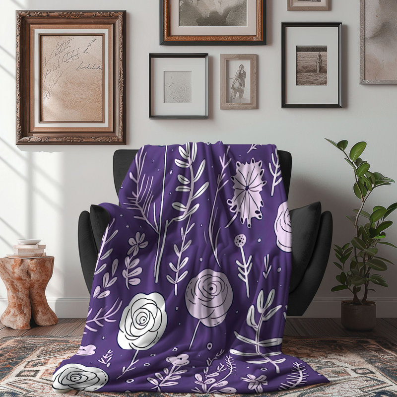 Lilac Delights - Jeté en sherpa de qualité supérieure 1 pièce, L 60 po x L 80 po