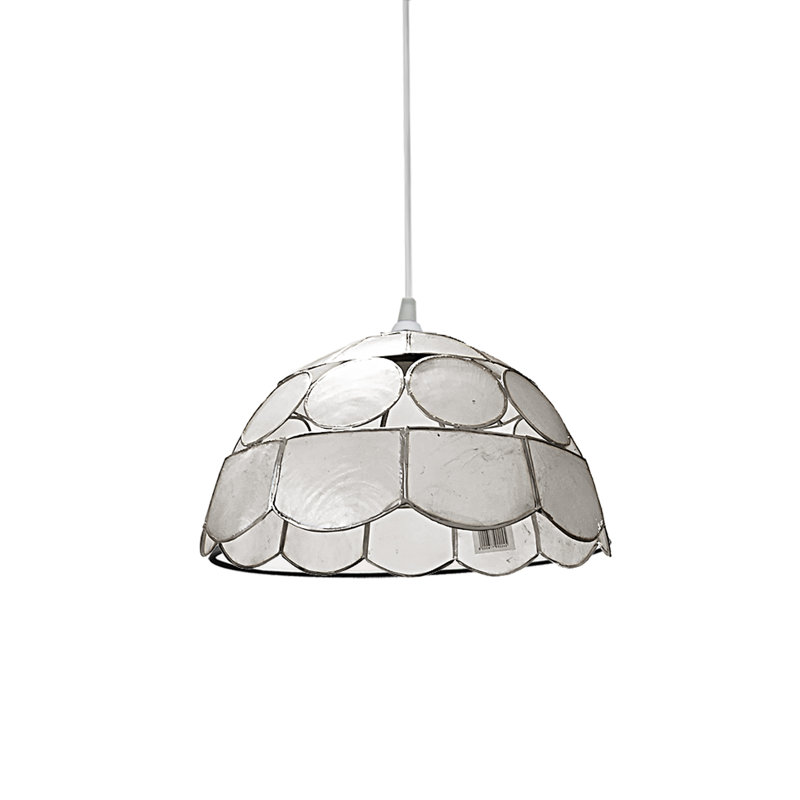Capiz Shell 12cm H Bowl Pendant Shade ( Screw On ), Silver