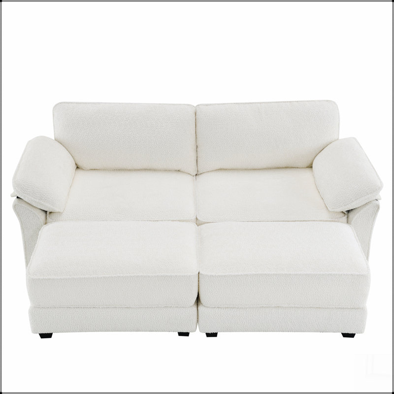 Ensemble de canapé-lit modulaire convertible Free Combination, 4 places, coin rembourré, Chenille blanche