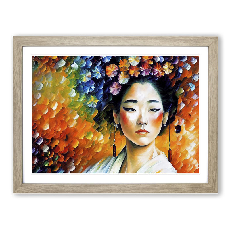 Shimmering Geisha Vol.4 Abstract - Single Picture Frame Painting, 34cm H x 46cm W x 2cm D, Oak