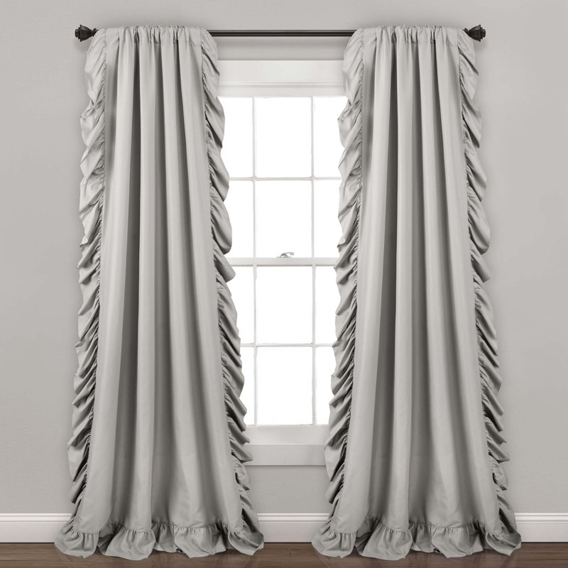 Paire de rideaux semi-transparents Reyna, Gris clair, L 54 po x L 84 po