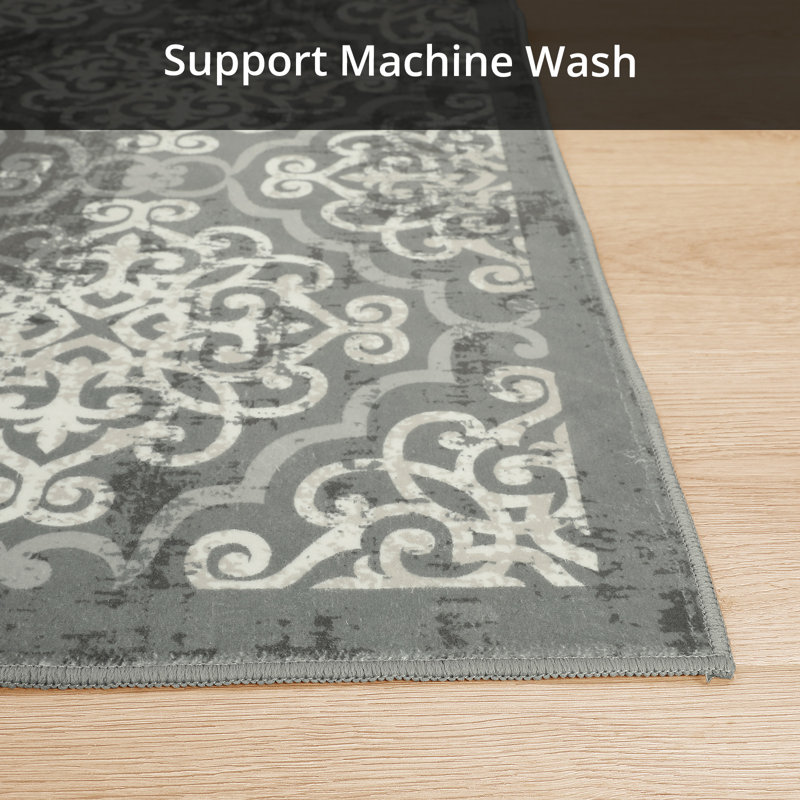 Tapis rectangulaire à motif antidérapant Juwann, Rectangle 5 pi x 7 pi