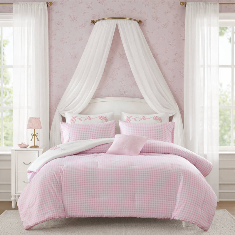 Ensemble d'édredon 6 pièces Tiffany, Full/Queen, Pink