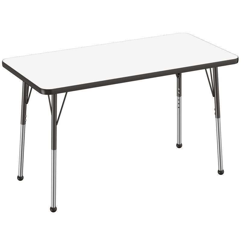Table d'activités rectangulaire, 24 po x 48 po, Roulement à bille standard, Tableau blanc / noir