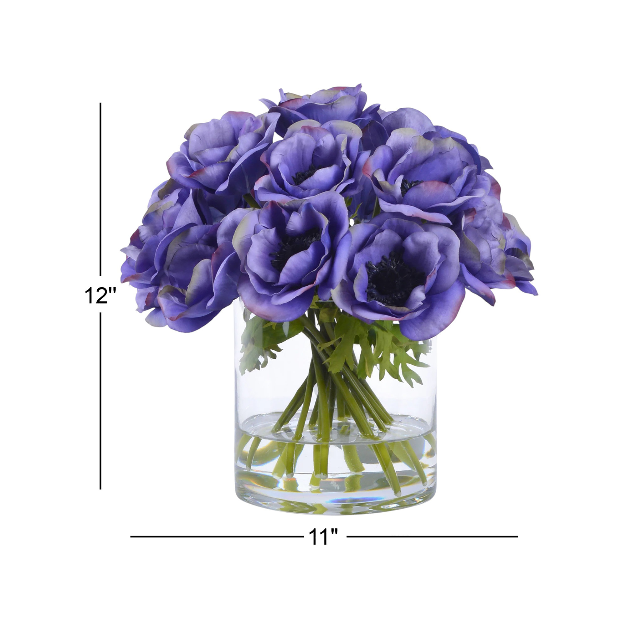 Poppy Floral Arrangement in Vase, Blue